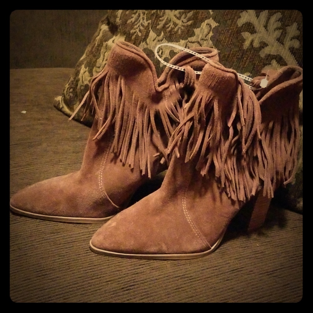 Suede Fringe Heels